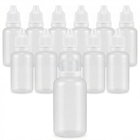 50 Pieces Empty Refillable Clear Plastic Dropper Bottles Squeezable Eye Liquid Sample Storage Container Vials with Plug and Screw Cap(30ml/1oz) in Kuwait