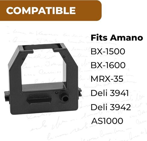 2 خرطوشة شريطية مناسبة لـ Amano MRX-35، BX-1500، BX-1600، Deli 3941/3942/AS1000 - استبدال ساعة الحبر الأسود المتوافقة مع CE-319252، آلة صغيرة للاستخدام التجاري in Saudi Arabia