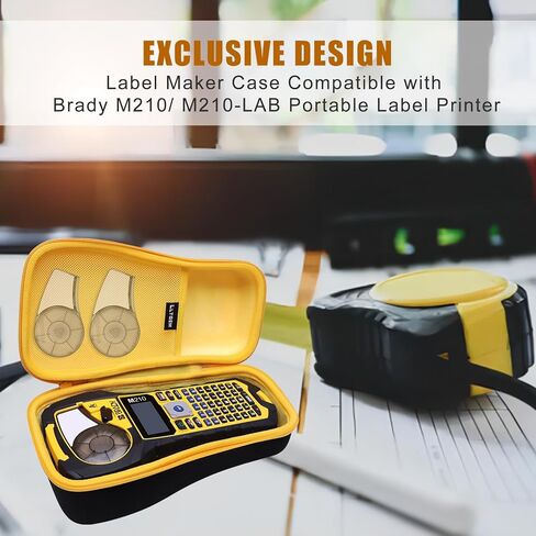 حافظة صانع الملصقات LTGEM متوافقة مع طابعة الملصقات المحمولة Brady M210/ M210-LAB، حافة سوداء/صفراء، 10.8 بوصة طول × 5.8 بوصة عرض × 4 بوصة ارتفاع in Saudi Arabia