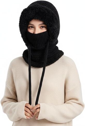 3 in 1 Beanie Hat with Scarf and Mask,3 in 1 Beanie Hat for Women,Knitted Ski Scarf and Mask Set,Balaclava Hats in Saudi Arabia