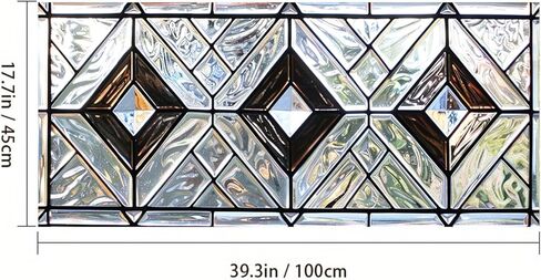 Stained Glass Window Film 39.3x17.7 Inch Geometric Frosted Glass Sticker for Bathroom Kitchen Door Window Static Cling Privacy Film No Glue Decorative Window Covering in Saudi Arabia