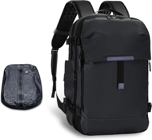 حقيبة ظهر للسفر بضغط الهواء، حقيبة ظهر قابلة للتوسيع بسعة 60 لتر مع قفل TSA مقاوم (أسود، مضخة تفريغ أوتوماتيكية ويدوية متضمنة) in Kuwait