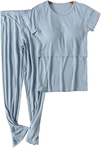 Womens Causal Nurisng Pajamas/pjs Modal Maternity Breastfeeding Sleepwear Summer Short Sleeves Shirts Sets in Saudi Arabia