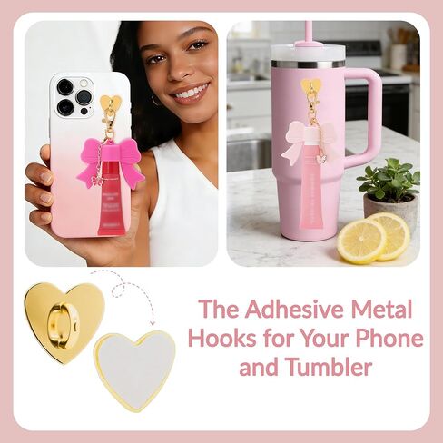 2 Pcs Lip Gloss Keychain Compatible with Summer Fridays 0.5 Oz & LANGIGE 0.35 Oz Lip Balm for Bag Wallet Keys, Silicone Cap with 2 Pcs Charm Hooks for DIY Cup & Phone in Kuwait