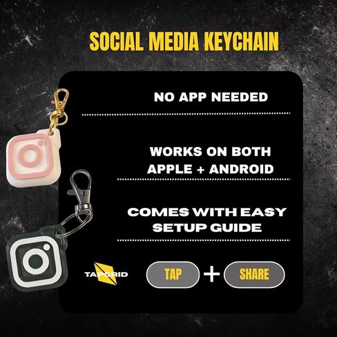 علامة مفتاح النقر الذكي - سلسلة مفاتيح مشاركة الرابط الاجتماعي NFC للوصول الفوري إلى الملف الشخصي (تعمل مع Instagram وTikTok والمزيد! in Kuwait