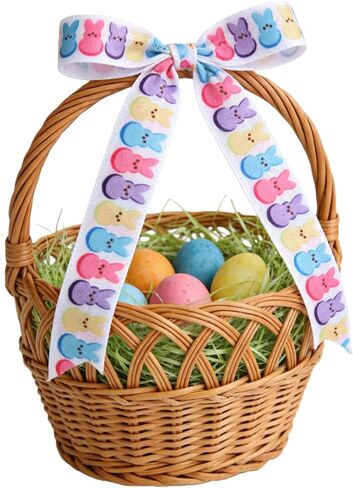 شريط عيد الفصح من ميسيي، شرائط بيض عيد الفصح، أرنب الجزر، تستخدم لأقواس الشعر، إكليل، تغليف الهدايا، تزيين السلة (مجموعة عيد الفصح 1) in Kuwait