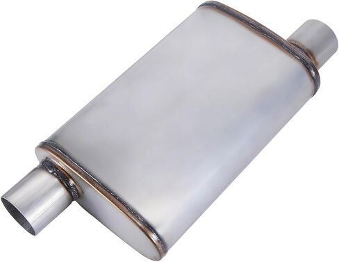 Exhaust Muffler Universal 2.5" Inlet/Outlet, Overall Length 20" 409 Stainless Straight-Through Performance Muffler for Cars Trucks in Kuwait
