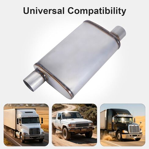 Exhaust Muffler Universal 2.5" Inlet/Outlet, Overall Length 20" 409 Stainless Straight-Through Performance Muffler for Cars Trucks in Kuwait