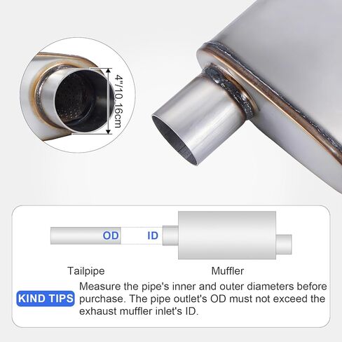 Exhaust Muffler Universal 2.5" Inlet/Outlet, Overall Length 20" 409 Stainless Straight-Through Performance Muffler for Cars Trucks in Kuwait