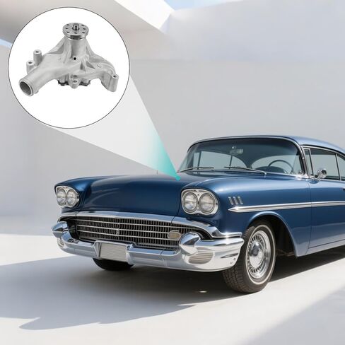 PCE195.1005.04 كتلة صغيرة طويلة من الألومنيوم مضخة مياه عالية الحجم من الكروم لسيارة Chevy SBC 283 305 327 350 383 400 1969-1987، للشاحنات الخفيفة 1973-1989 V8 in Saudi Arabia