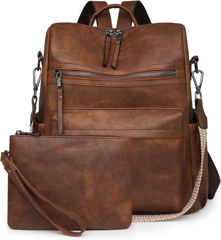 حقيبة ظهر عصرية للنساء من الجلد متوسطة الحجم مضادة للسرقة ومتعددة الأغراض من البولي يوريثان حقيبة سفر للسيدات وحقائب يد in Kuwait