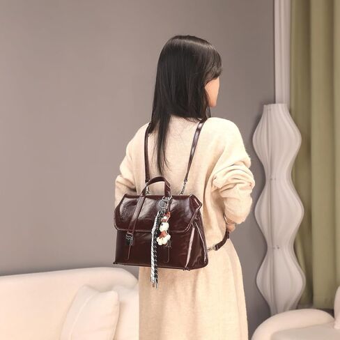 Large PU Leather Convertible Backpack Purse for Women Fashion Vintage Satchel Bacpack 2025 Fashion Cute Shoulder Bags for Travel Work Camping Vacation Office Student 0411 Wine Red in Saudi Arabia