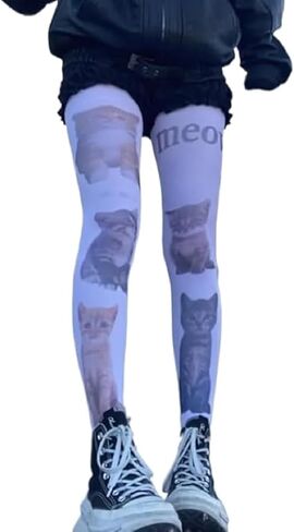 Whimsy Twee Bug Print Funky Tights Emo Goth Patterned Stockings Whimsical Clothes Y2k Grunge Aesthetic in Saudi Arabia