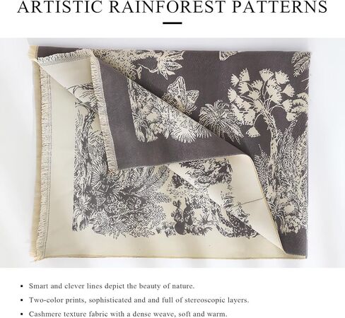 Warm Scarf Cashmere Shawl Women Rainforest Pattern Reversible Pashmina With Tassel Large Long Scarf Warm Wrap Stole in Saudi Arabia