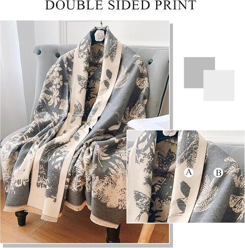 Warm Scarf Cashmere Shawl Women Rainforest Pattern Reversible Pashmina With Tassel Large Long Scarf Warm Wrap Stole in Saudi Arabia