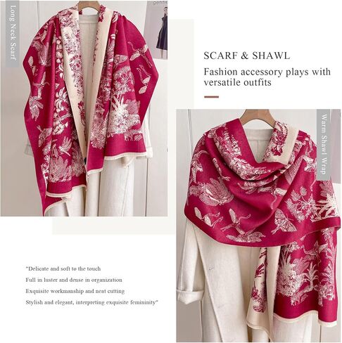 Warm Scarf Cashmere Shawl Women Rainforest Pattern Reversible Pashmina With Tassel Large Long Scarf Warm Wrap Stole in Saudi Arabia