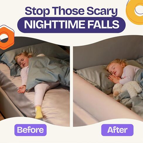 حاجز سرير مريح للأطفال الصغار | قضبان سرير للأطفال الصغار مع غطاء قابل للغسل - واقي لسرير الأطفال الإسفنجي - حاجز سرير لسرير مزدوج وسرير كينج وسرير كوين [عبوة واحدة] in Kuwait