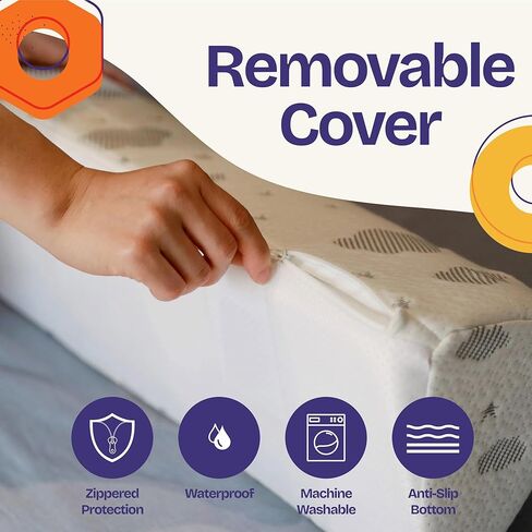 حاجز سرير مريح للأطفال الصغار | قضبان سرير للأطفال الصغار مع غطاء قابل للغسل - واقي لسرير الأطفال الإسفنجي - حاجز سرير لسرير مزدوج وسرير كينج وسرير كوين [عبوة واحدة] in Kuwait