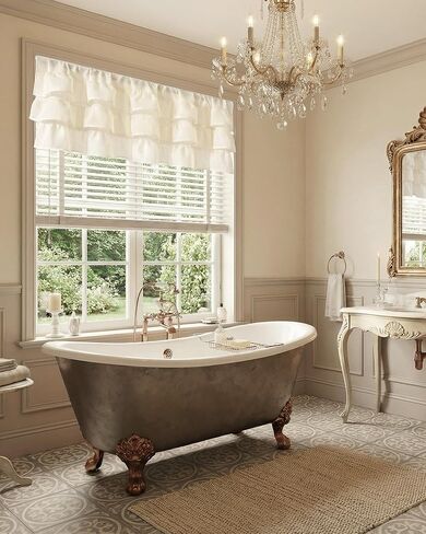 NICETOWN Farmhouse Valance Curtains 16 Inches Long for Kitchen & Bathroom, Linen Three-Tiered Ruffled Rod Pocket Design, Light Filtering Farmhouse Window Treatment, 52 W. in Saudi Arabia