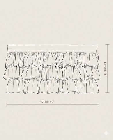 NICETOWN Farmhouse Valance Curtains 16 Inches Long for Kitchen & Bathroom, Linen Three-Tiered Ruffled Rod Pocket Design, Light Filtering Farmhouse Window Treatment, 52 W. in Saudi Arabia