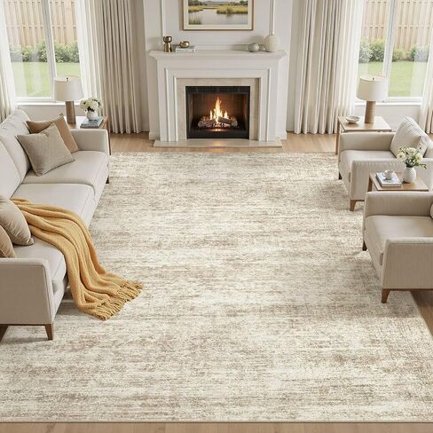 Large Area Rugs for Living Room 5x7, Machine Washable Rugs with Non Slip Backing Modern Neutral Abstract Rugs Stain Resistant Distressed Vintage Carpets for Home Office Decor (5x7 Beige) in Saudi Arabia