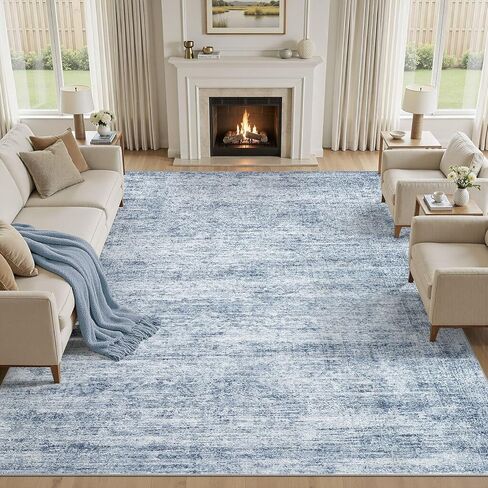 Large Area Rugs for Living Room 5x7, Machine Washable Rugs with Non Slip Backing Modern Neutral Abstract Rugs Stain Resistant Distressed Vintage Carpets for Home Office Decor (5x7 Beige) in Saudi Arabia