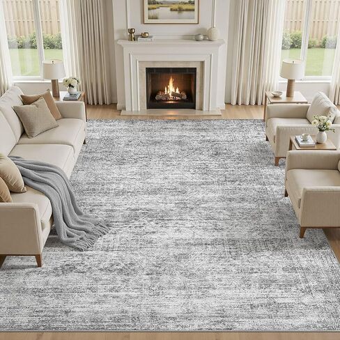 Large Area Rugs for Living Room 5x7, Machine Washable Rugs with Non Slip Backing Modern Neutral Abstract Rugs Stain Resistant Distressed Vintage Carpets for Home Office Decor (5x7 Beige) in Saudi Arabia