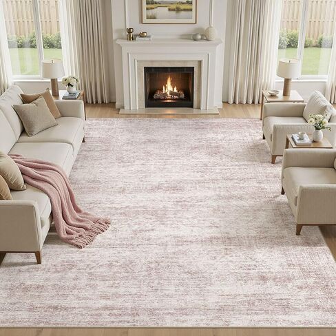 Large Area Rugs for Living Room 5x7, Machine Washable Rugs with Non Slip Backing Modern Neutral Abstract Rugs Stain Resistant Distressed Vintage Carpets for Home Office Decor (5x7 Beige) in Saudi Arabia