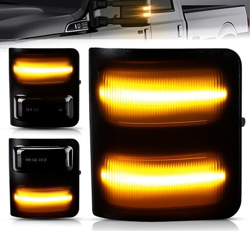 أضواء مرآة جانبية LED من D-Lumina عدسة مدخنة كهرمانية لـ 2008-2016 Fo'rd F250 F350 F450 F550 أضواء مرآة إشارة فائقة التحمل، ضوء إشارة الانعطاف الكهرماني، استبدل مصابيح علامة مرآة OEM، حزمة من 2 in Saudi Arabia