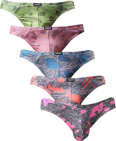 iKingsky Men's Camouflage Thong Underwear Sexy Low Rise T-back Underwear Pack of 5 in Saudi Arabia