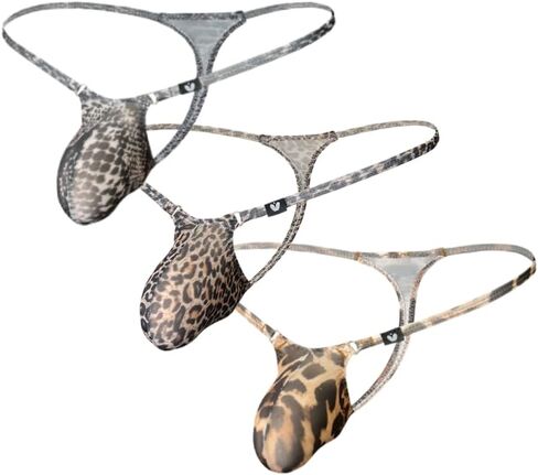 COMLIFE Men's Thong Underwear Sexy T-Back Lingerie Stretch Low-Rise Bikini Thong Fashion Print Nylon Briefs in Saudi Arabia