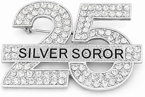 Silver Soror 25 Rhinestone Pin, Crystal Embellished Brooch, Silver Finish, Inspired by Delta Sigma Theta, Inspired by AKA, Sigma Gamma Rho in Saudi Arabia