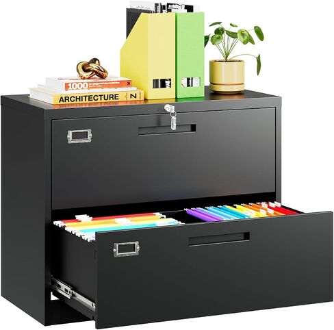 خزانة ملفات جانبية من MIIIKO ذات 3 أدراج، خزانة ملفات معدنية بيضاء مع قفل قفل للمكتب المنزلي، منظم ملفات تخزين كبير لتعليق مجلدات الملفات، سهلة التجميع in Kuwait