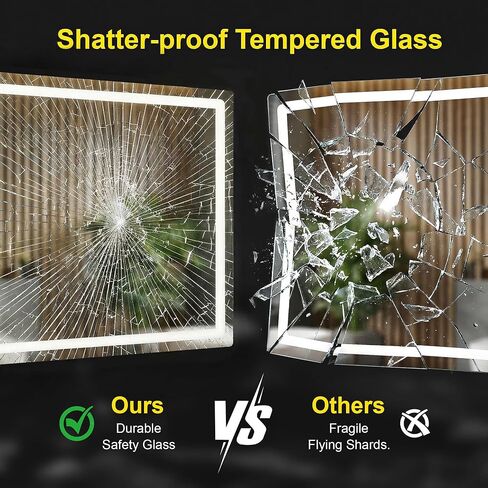 مرآة حمام LED مع أضواء - مقاومة للضباب، قابلة للتعتيم، إضاءة خلفية + إضاءة أمامية، 3 ألوان إضاءة - مرايا زينة مضاءة مقاس 40 بوصة × 30 بوصة للجدار، زجاج مقسى مقاوم للكسر، وظيفة الذاكرة in Kuwait