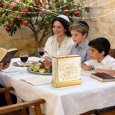 Acrylic Matzah Box Holder 8.3 x 8.3 Inches Clear Passover Matzo Box Decor for Storage and Display Elegant Gold Pesach Seder Matzah Holder for Passover Seder Jewish Holiday Table Decoration in Kuwait
