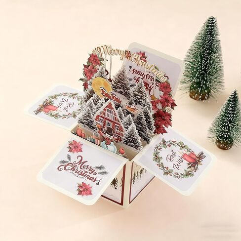 3D Pop-Up Christmas Greeting Card - Circular Paper Cut Holiday Card with Festive Blessings, Perfect Seasonal Gift in Saudi Arabia