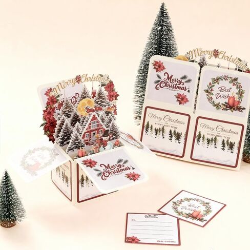 3D Pop-Up Christmas Greeting Card - Circular Paper Cut Holiday Card with Festive Blessings, Perfect Seasonal Gift in Saudi Arabia