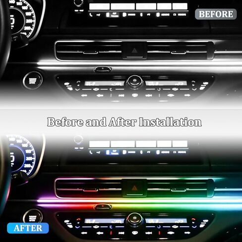 Car LED Strip Lights, 43.3 Inch & 13.8 Inch 2 in 1 64 Colors Music Mode Inside Vehicle Dash Ambient Lighting Kit with Wireless Remote Control, Auto Dashboard Lamp, Universal Fit in Saudi Arabia