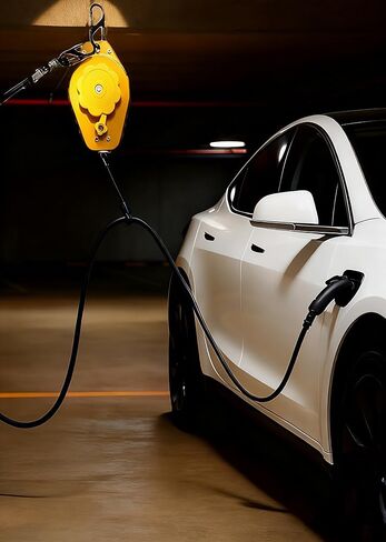 بكرة سلك قابلة للسحب لشاحن EV، منظم كابل شحن EV علوي للمرآب، يصل إلى 6.6 قدم، السقف أو الحائط، متوافق مع Tesla NACS ومعظم كابلات J1772 in Kuwait