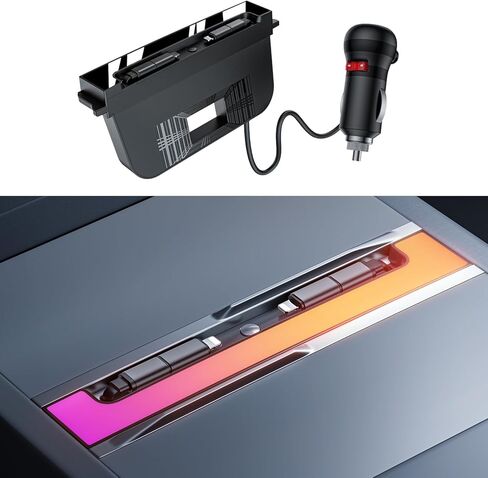 محور شحن وحدة التحكم المخفية موديل Y Juniper 2025-2026، قاعدة شحن الملحقات الداخلية Tesla Model 3 Highland 2024-2025، شاحن سريع مع كابل قابل للسحب، من النوع C إلى Lightning، 60 وات GaN in Kuwait