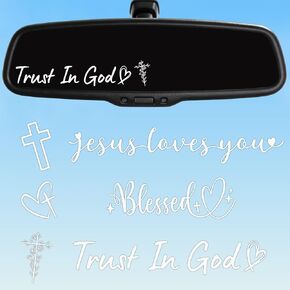 6 قطع من ملصقات مرآة الرؤية الخلفية Trust in God، ملصق فينيل لشارات السيارات المسيحية، ملحقات السيارة الوردية للنساء، ملصق Jesus Loves You Cross لتزيين نافذة السيارة والكمبيوتر المحمول (وردي) in Kuwait