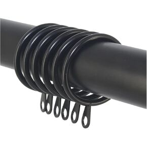 12/24pcs Metal Hanging Hooks Home Curtain Rings Curtain Rod Hook Decoration Parts for 25 to 37 Mm Curtain Rods(Black 24pcs) in Kuwait