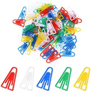 50Pcs Plastic Paper Clips Long Mixed Color Triangle Clips Bookmarks Smooth Colored Paperclip Clamp Assorted Colors Paper Clip for Scrapbooking Planners Notebook Documents Craft Office Home Supplies in Kuwait