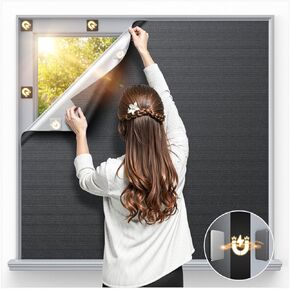 Magnetic Blackout Window Cover 72" x 58" Portable Blackout Curtains for Bedroom, Temporary Black Out Shades Window Privacy Film No Drill Black Out Blinds for Baby Nursery Travel Skylight - Blacks in Saudi Arabia