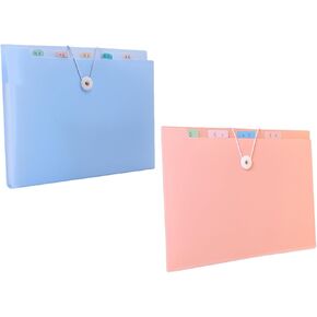 Documents Storage Organ Bag, 2 Pack 8 Layers A4 Size Plastic 13 Inch x 9 Inch Transparent Twill File Folder Envelopes with Snap Closure (M) in Saudi Arabia