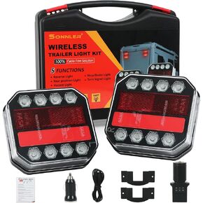 مجموعة مصابيح مقطورة لاسلكية مغناطيسية، قابلة لإعادة الشحن LED مع قاعدة مغناطيسية قوية للغاية 90 رطل، نطاق 100 قدم، مقاومة للماء IP67، 6 أوضاع للإضاءة، للشاحنات والقوارب والمركبات الترفيهية والتخييم in Kuwait