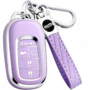 Key Fob Cover for Honda - Premium Soft TPU Shell Full Protection Case with Keychain, Fits Accord Civic HR-V CR-V Pilot Passport, Black 4-Button in Saudi Arabia