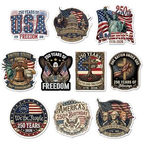 10 قطع من ملصقات أمريكا للحرية لمدة 250 عامًا، الذكرى السنوية الـ 250 للولايات المتحدة الأمريكية 1776 2026، نحن الشعب الوطني المقاوم للماء من الفينيل، ملصقات إيجل ليبرتي الرابع من يوليو هدايا التراث الأمريكي in Kuwait