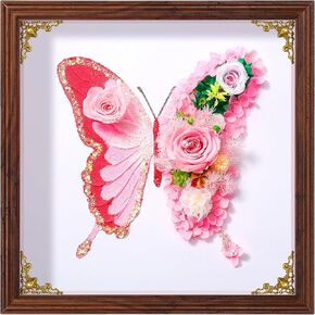 Eternal Rose Butterfly Shadow Box Frame, 12x12 Handmade with Real Preserved Flowers - Floral Wall Art & Romantic Keepsake Gift for Women, Wife, Mom, Valentine’s Day, Anniversary (Pink) in Saudi Arabia