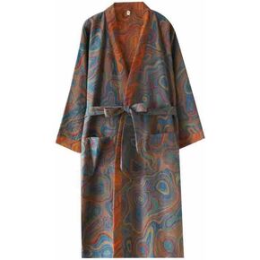 Yarn-dyed Cotton Japanese Kimono Bathrobe Loose Sleepwear Retro Yukata Robe for Women in Saudi Arabia